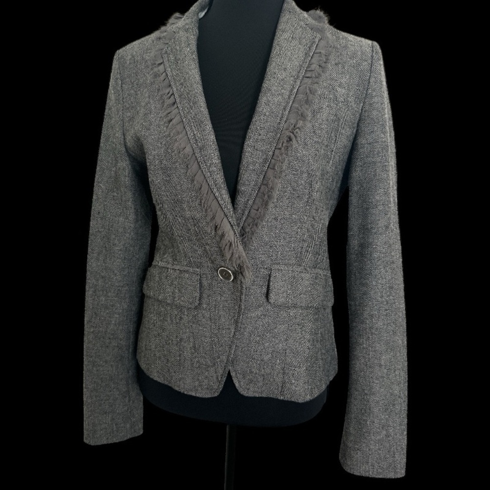 Gray Blazer with Fringe Detail